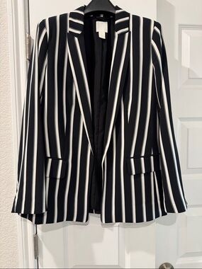 H&M Black and White Vertical Stripe Blazer